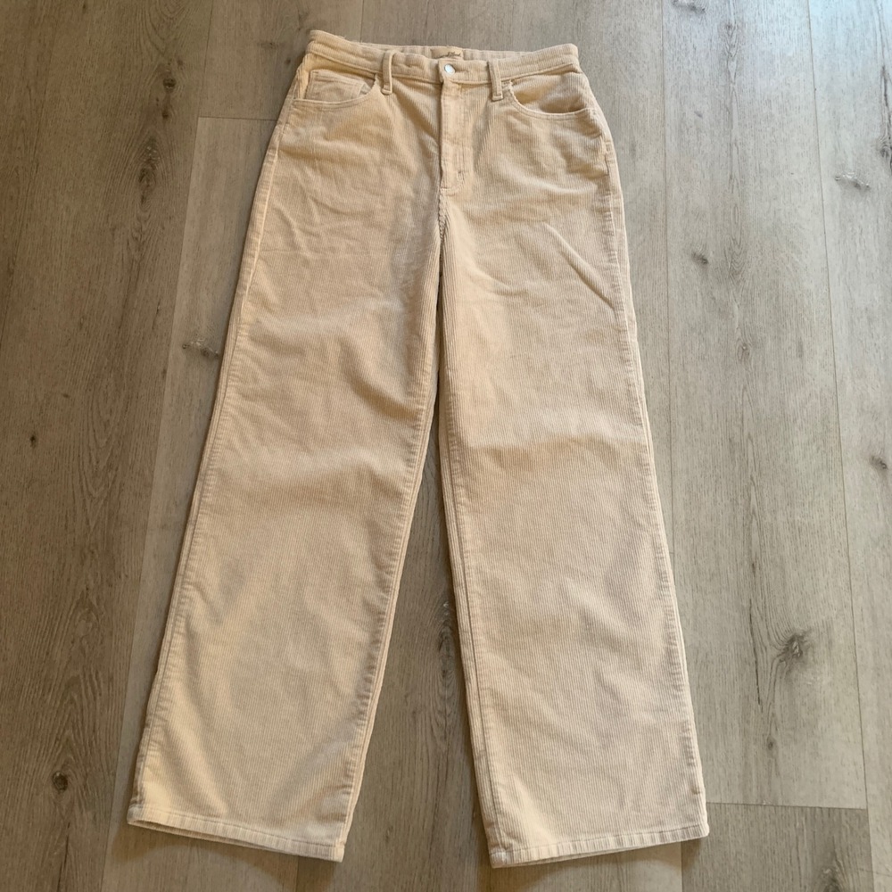 Universal Thread Womens High-Rise Wide Leg Corduroy Pants Cream Beige Size 10/30